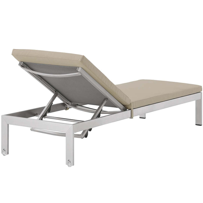 Shore 3 Piece Outdoor Patio Aluminum Chaise with Cushions