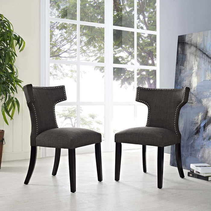 Curve Dining Side Chair Fabric Set of 2