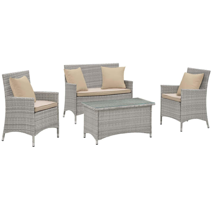 Bridge 4 Piece Outdoor Patio Patio Conversation Set with Pillow Set image