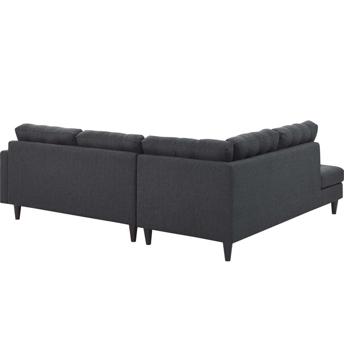 Empress 2 Piece Upholstered Fabric Left Facing Bumper Sectional