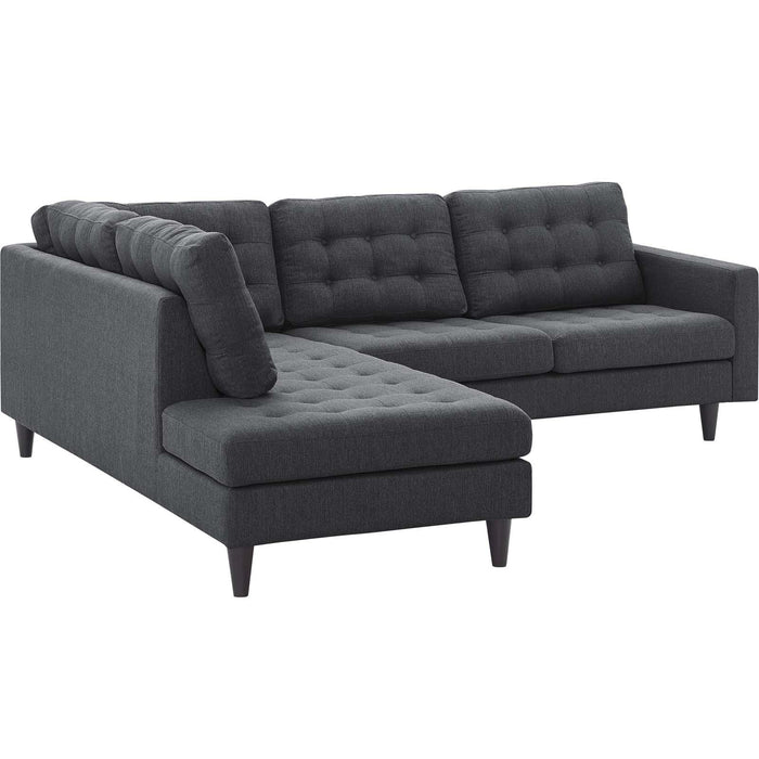 Empress 2 Piece Upholstered Fabric Left Facing Bumper Sectional