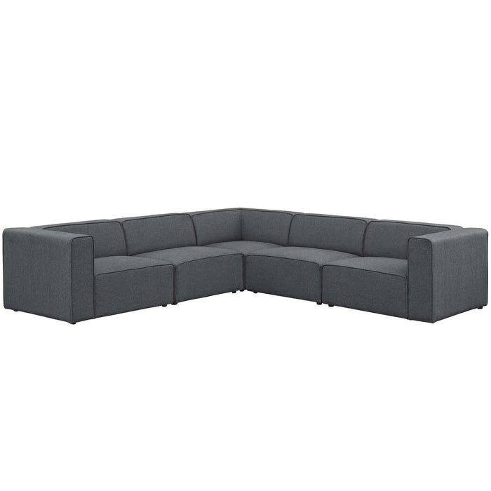 Mingle 5 Piece Upholstered Fabric Sectional Sofa Set