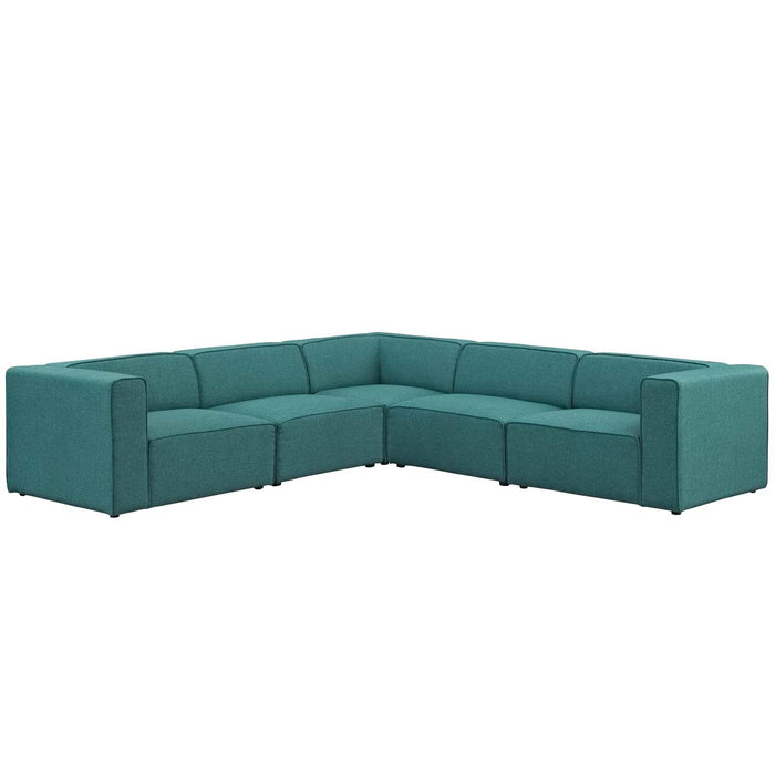 Mingle 5 Piece Upholstered Fabric Sectional Sofa Set