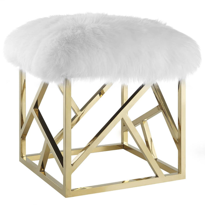 Intersperse Sheepskin Ottoman image