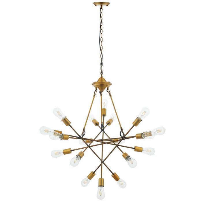 Request Antique Brass 18 Light Mid-Century Pendant Chandelier image