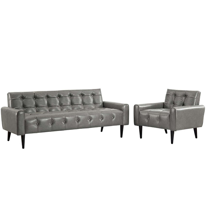 Delve 2 Piece Upholstered Vinyl Sofa and Armchair Set