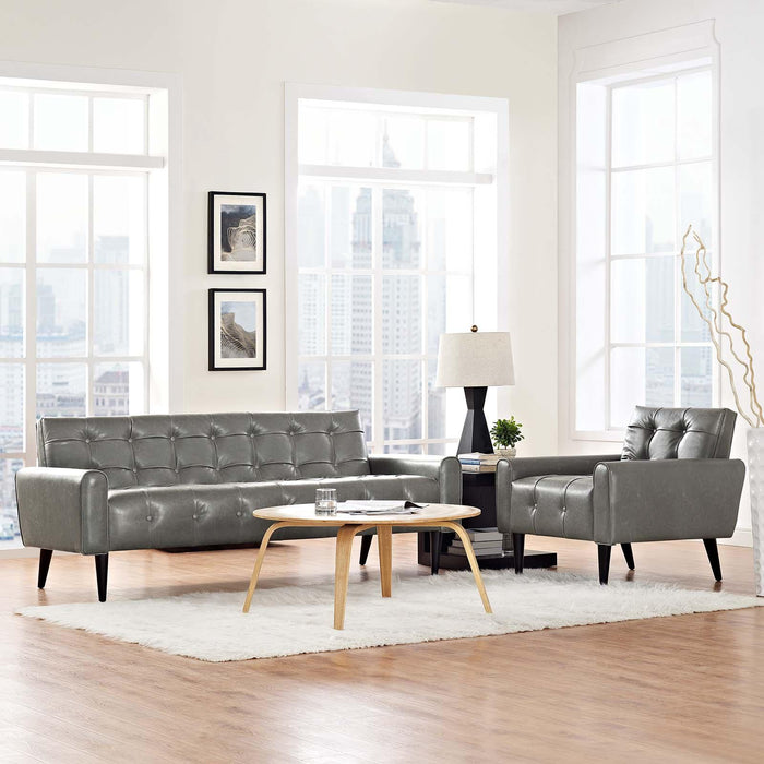 Delve 2 Piece Upholstered Vinyl Sofa and Armchair Set