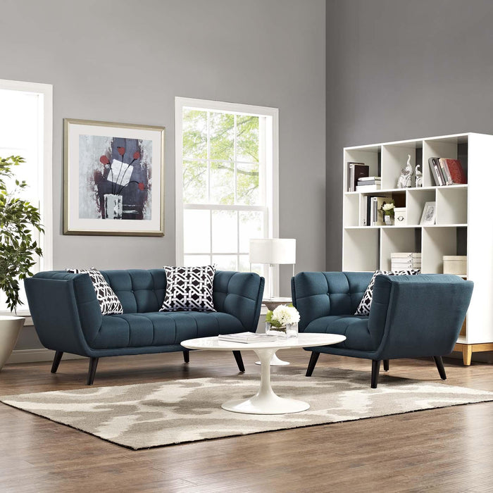 Bestow 2 Piece Upholstered Fabric Loveseat and Armchair Set