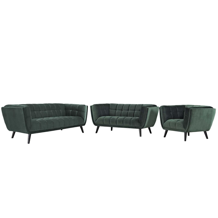 Bestow 3 Piece Performance Velvet Sofa Loveseat and Armchair Set image