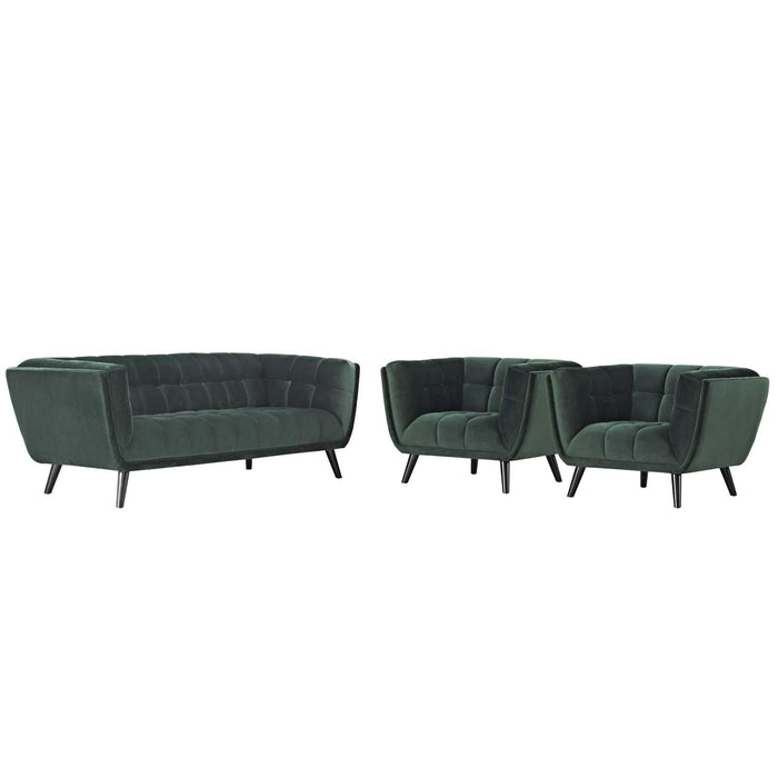 Bestow 3 Piece Performance Velvet Sofa and Armchair Set image