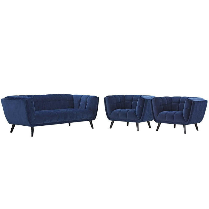 Bestow 3 Piece Performance Velvet Sofa and Armchair Set