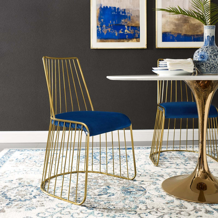 Rivulet Gold Stainless Steel Performance Velvet Dining Chair