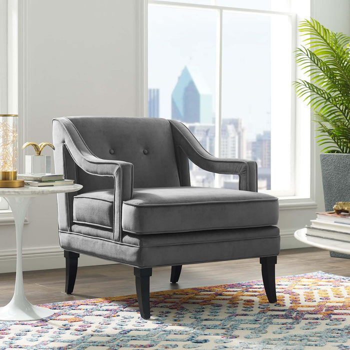 Concur Button Tufted Performance Velvet Armchair