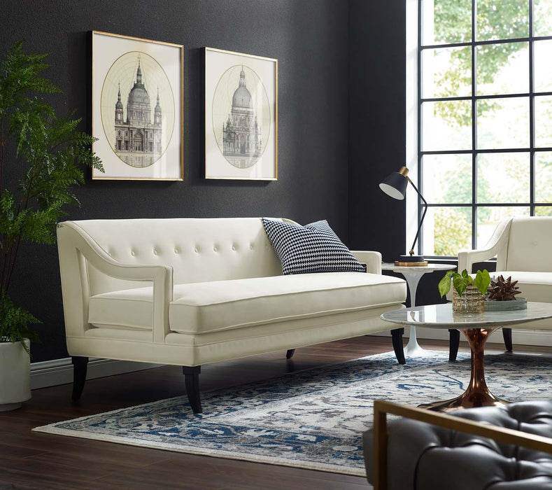 Concur Button Tufted Performance Velvet Sofa