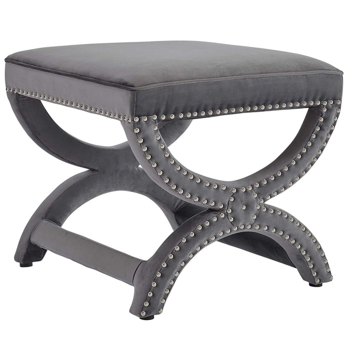 Expound Upholstered Nailhead Trim Performance Velvet Ottoman image