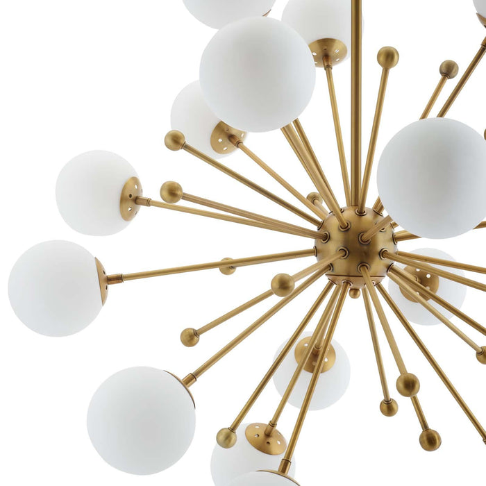 Constellation White Glass and Brass Pendant Chandelier