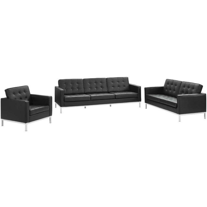 Loft 3 Piece Leather Sofa Loveseat and Armchair Set image