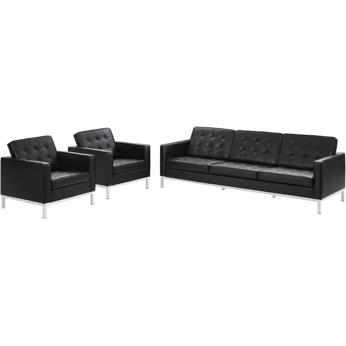 Loft 3 Piece Leather Sofa and Armchair Set image