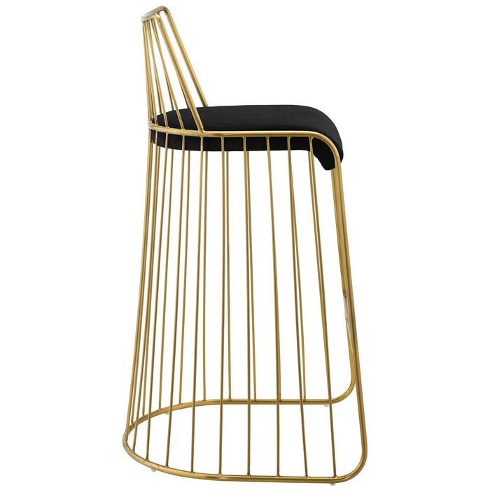 Rivulet Gold Stainless Steel Performance Velvet Bar Stool