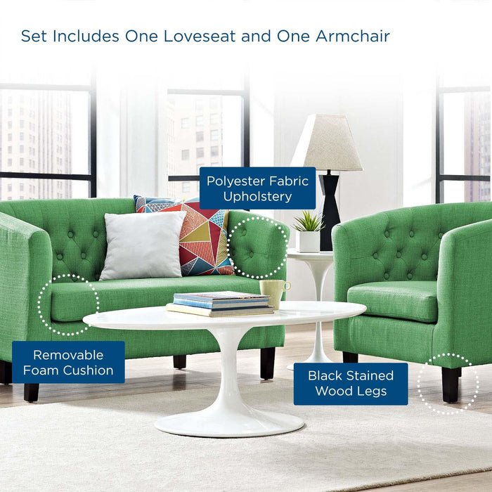 Prospect 2 Piece Upholstered Fabric Loveseat and Armchair Set