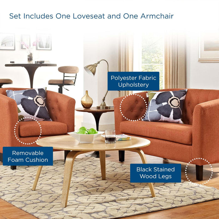 Prospect 2 Piece Upholstered Fabric Loveseat and Armchair Set