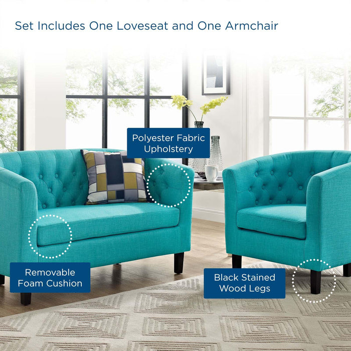 Prospect 2 Piece Upholstered Fabric Loveseat and Armchair Set