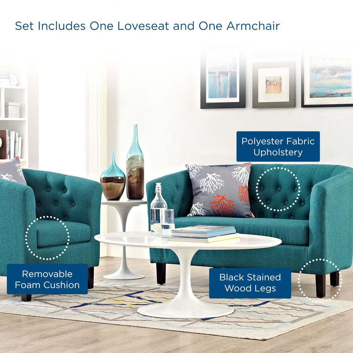 Prospect 2 Piece Upholstered Fabric Loveseat and Armchair Set