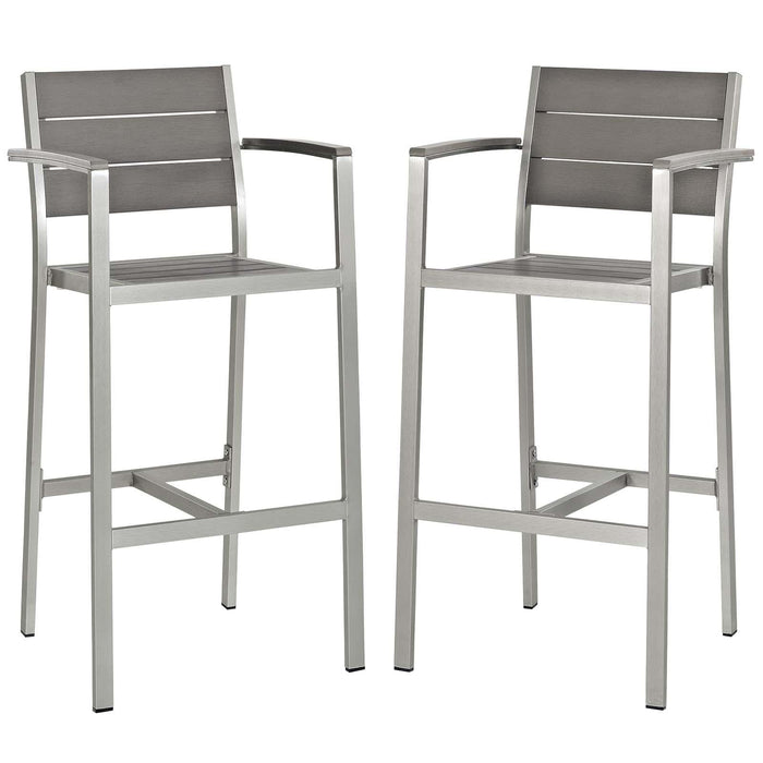 Shore Bar Stool Outdoor Patio Aluminum Set of 2 image