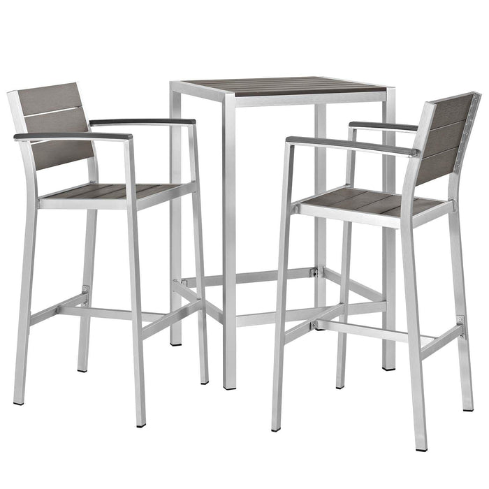 Shore 3 Piece Outdoor Patio Aluminum Pub Set image