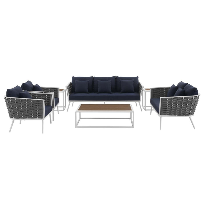 Stance 7 Piece Outdoor Patio Aluminum Sectional Sofa Set