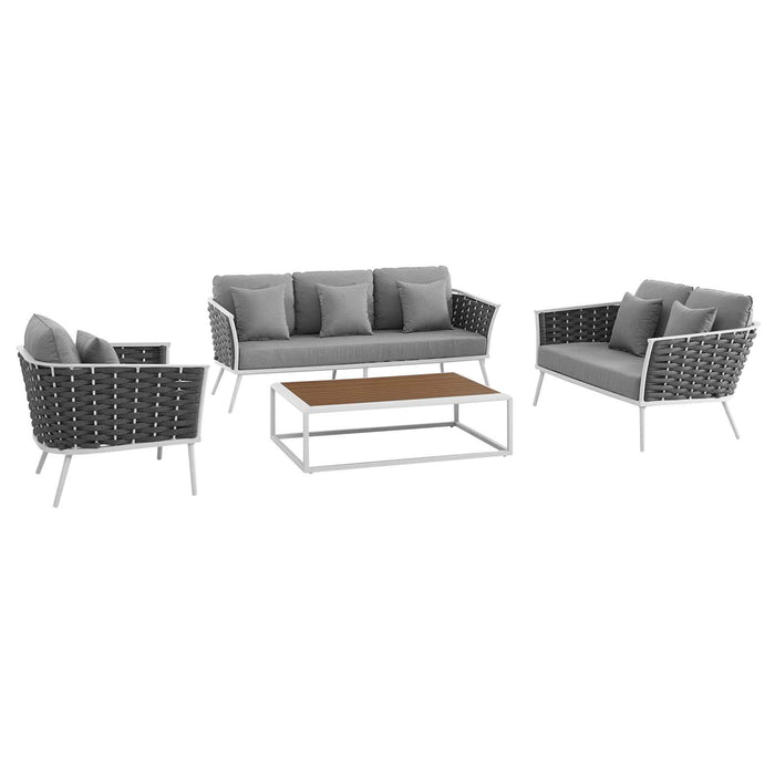 Stance 4 Piece Outdoor Patio Aluminum Sectional Sofa Set image