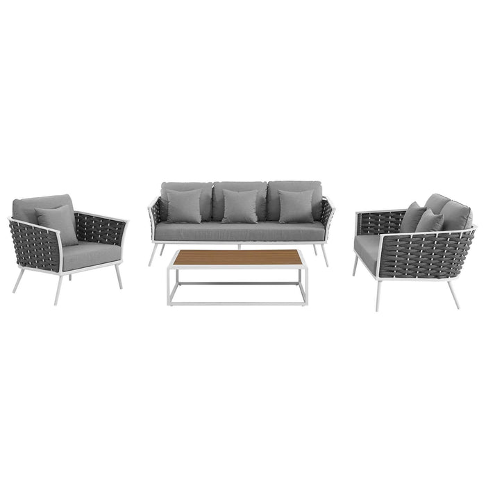 Stance 4 Piece Outdoor Patio Aluminum Sectional Sofa Set