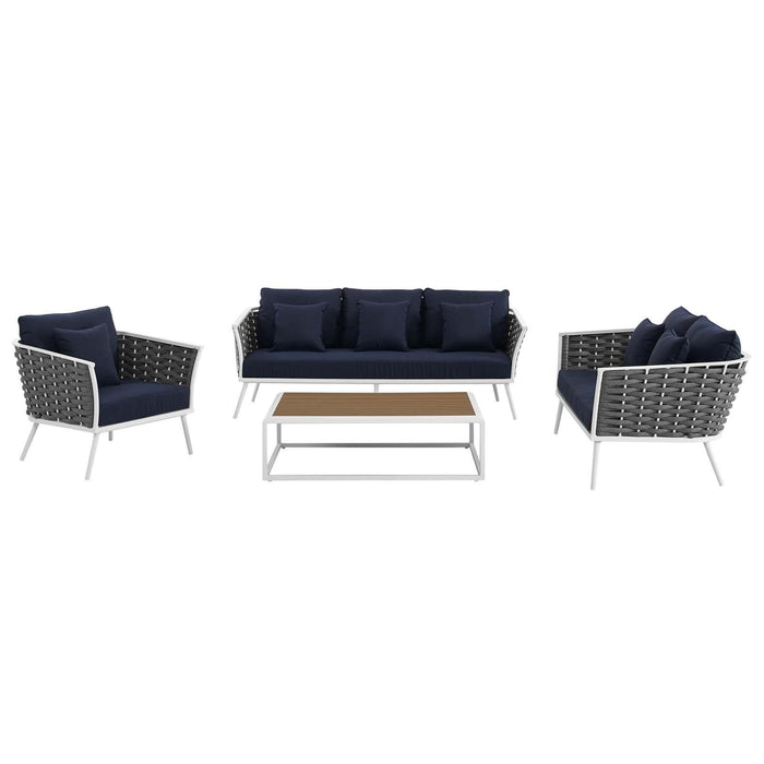 Stance 4 Piece Outdoor Patio Aluminum Sectional Sofa Set