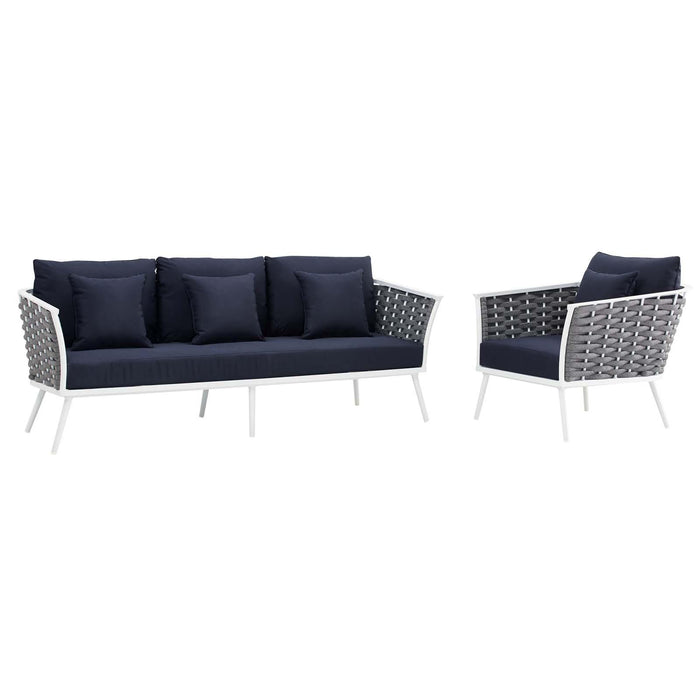 Stance 2 Piece Outdoor Patio Aluminum Sectional Sofa Set