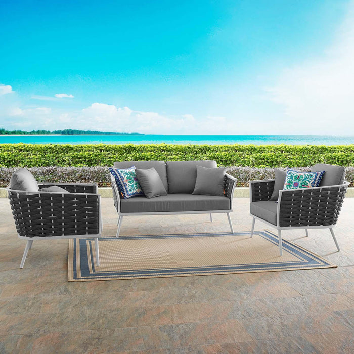 Stance 3 Piece Outdoor Patio Aluminum Sectional Sofa Set