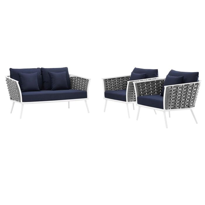 Stance 3 Piece Outdoor Patio Aluminum Sectional Sofa Set