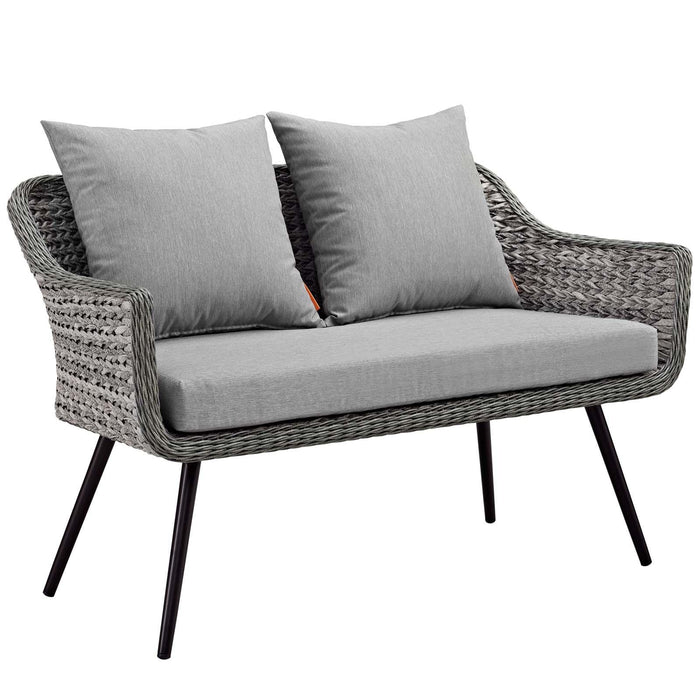 Endeavor 2 Piece Outdoor Patio Wicker Rattan Loveseat and Armchair Set