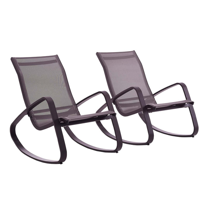 Traveler Rocking Lounge Chair Outdoor Patio Mesh Sling Set of 2 image