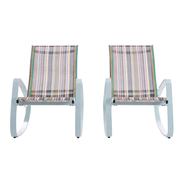 Traveler Rocking Lounge Chair Outdoor Patio Mesh Sling Set of 2