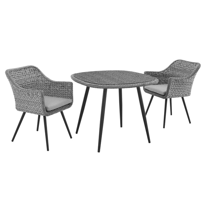 Endeavor 3 Piece Outdoor Patio Wicker Rattan Dining Set image