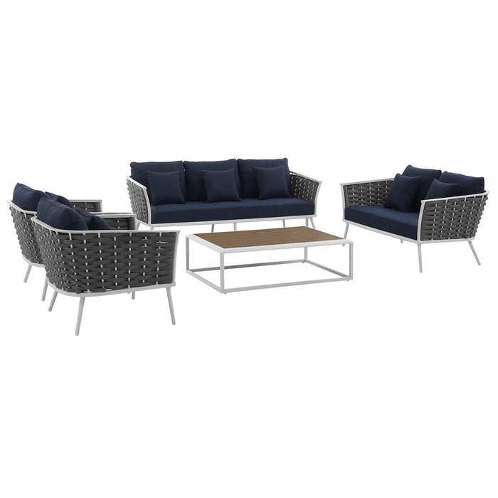 Stance 5 Piece Outdoor Patio Aluminum Sectional Sofa Set