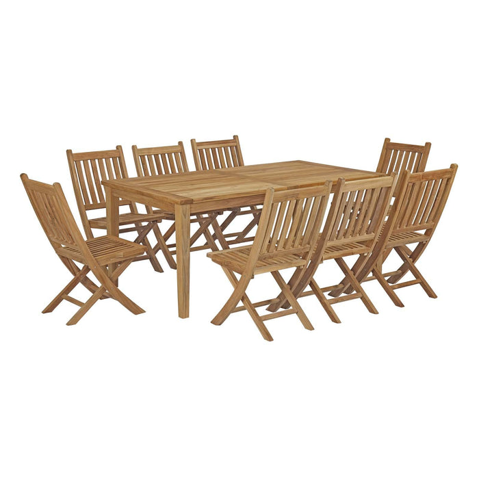 Marina 9 Piece Outdoor Patio Teak Dining Set image