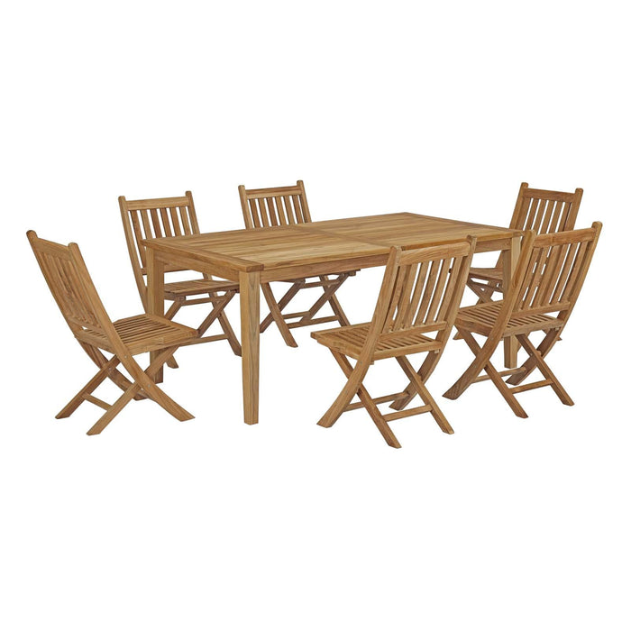 Marina 7 Piece Outdoor Patio Teak Dining Set image