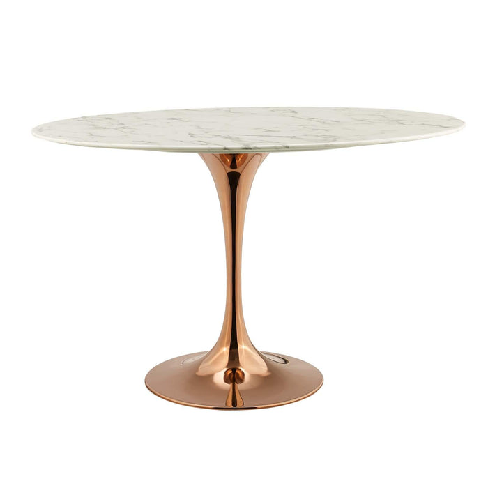 Lippa 48" Oval Artificial Marble Dining Table