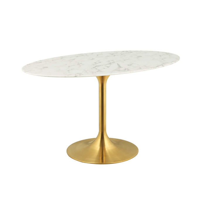 Lippa 54" Oval Artificial Marble Dining Table