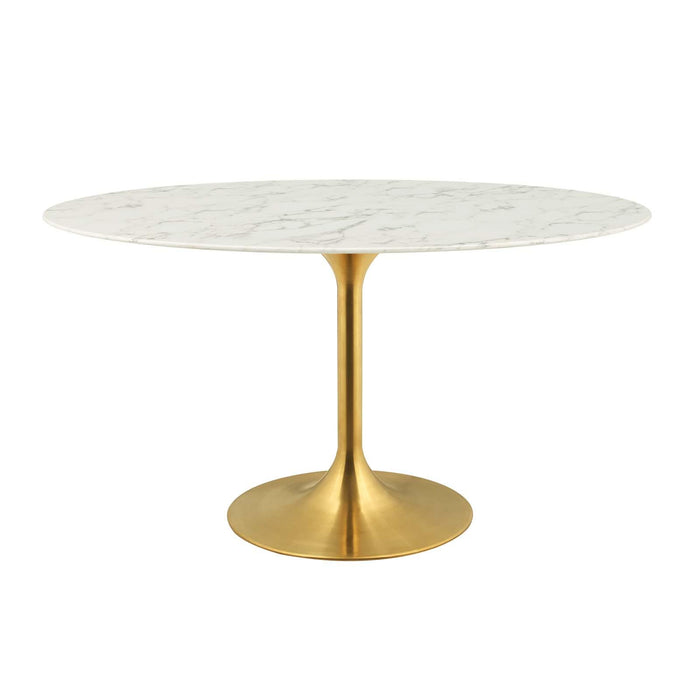 Lippa 54" Oval Artificial Marble Dining Table