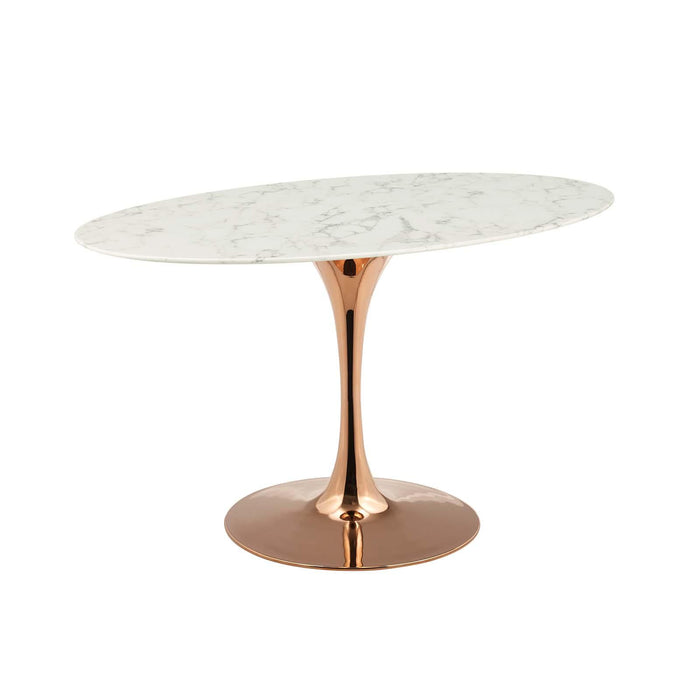 Lippa 54" Oval Artificial Marble Dining Table