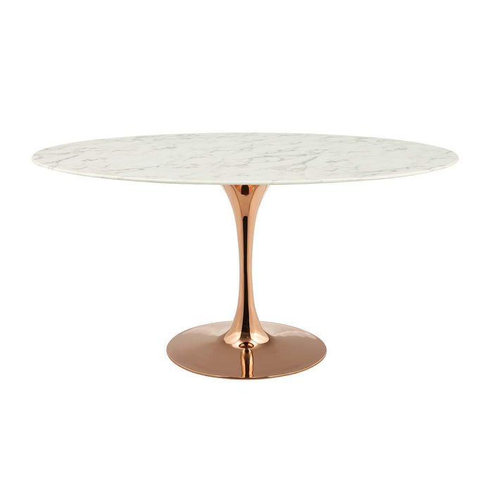 Lippa 60" Oval Artificial Marble Dining Table