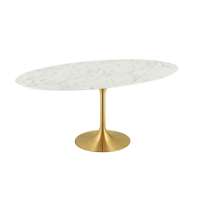 Lippa 78" Oval Artificial Marble Dining Table