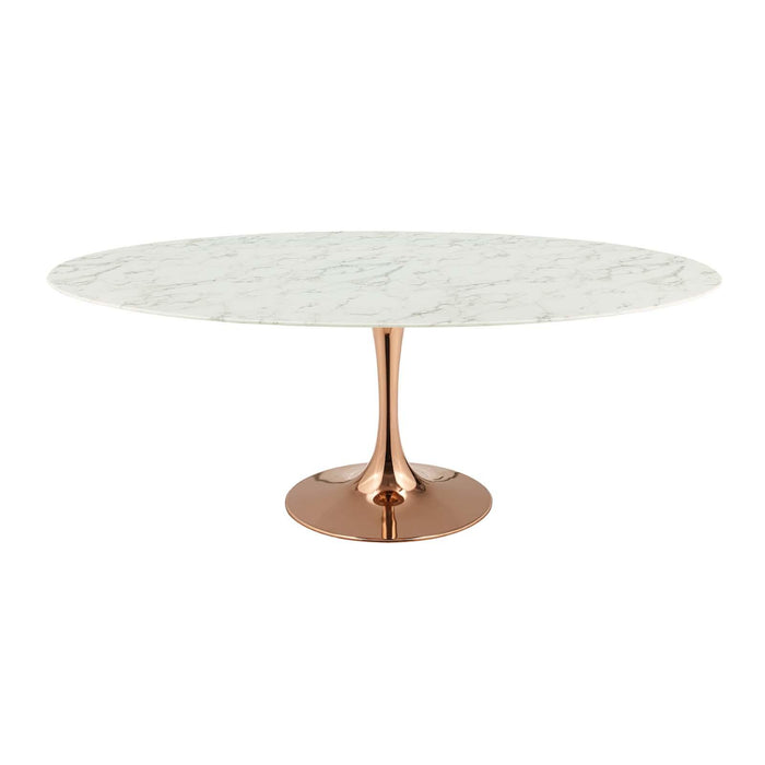 Lippa 78" Oval Artificial Marble Dining Table